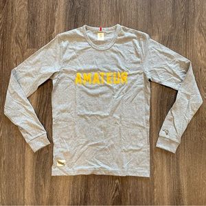 Tracksmith Gray Long Sleeve Tee with Yellow Print